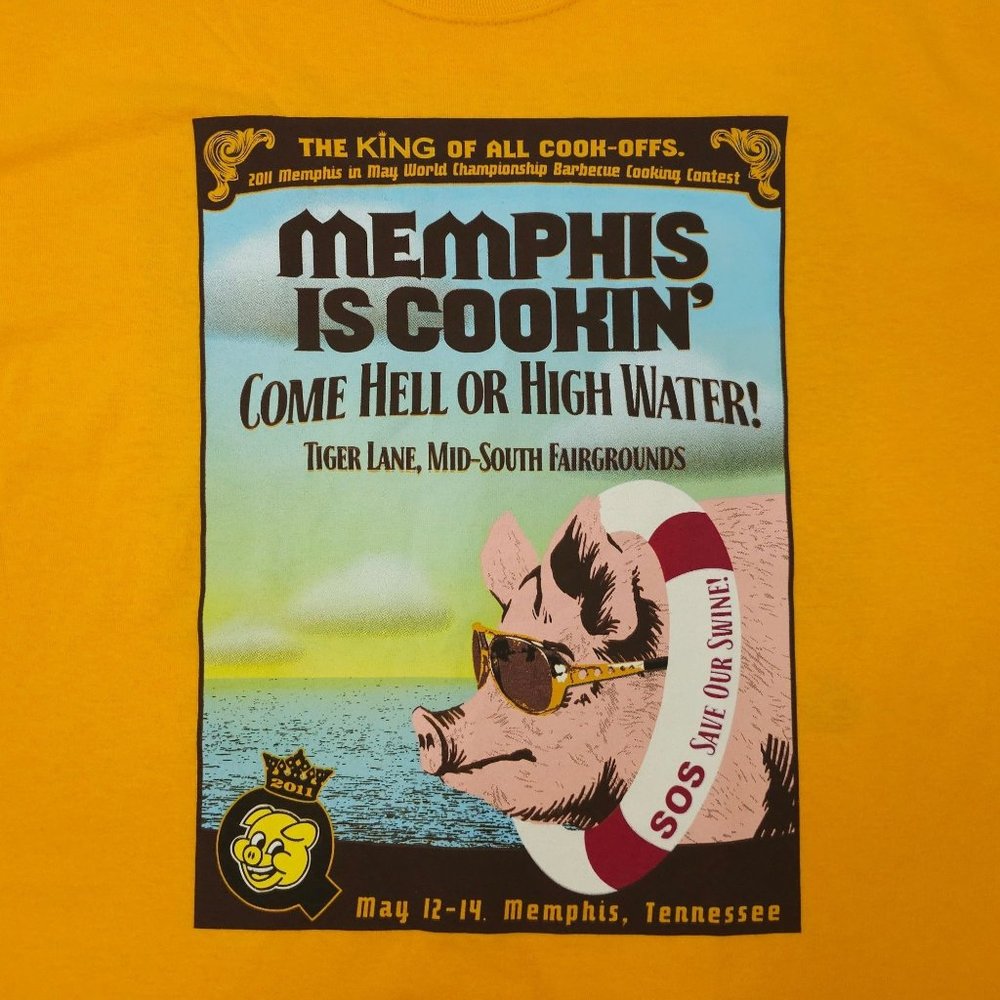 Memphis In May Championship Barbeque Contest T Shirt L Double Sided Graphic Tee